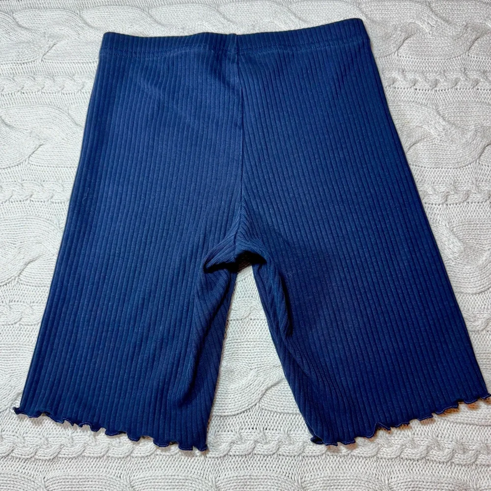 Old Navy Blue Ribbed Shorts with Lettuce Hem #1129